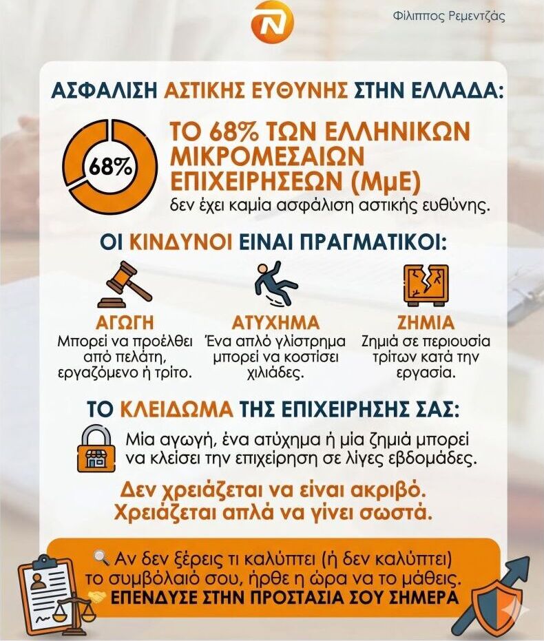Το 68% των ελληνικών ΜμΕ δεν έχει ασφάλιση αστικής ευθύνης